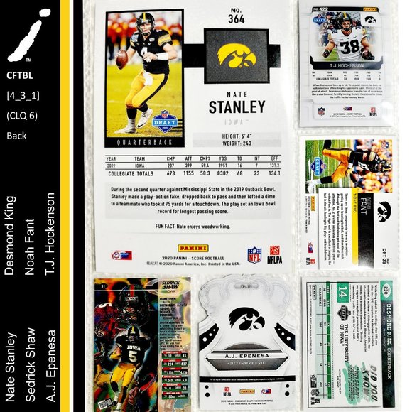 Iowa Hawkeyes 6 Card Lot - CFTBL [4_3_1] - Picture 2 of 14